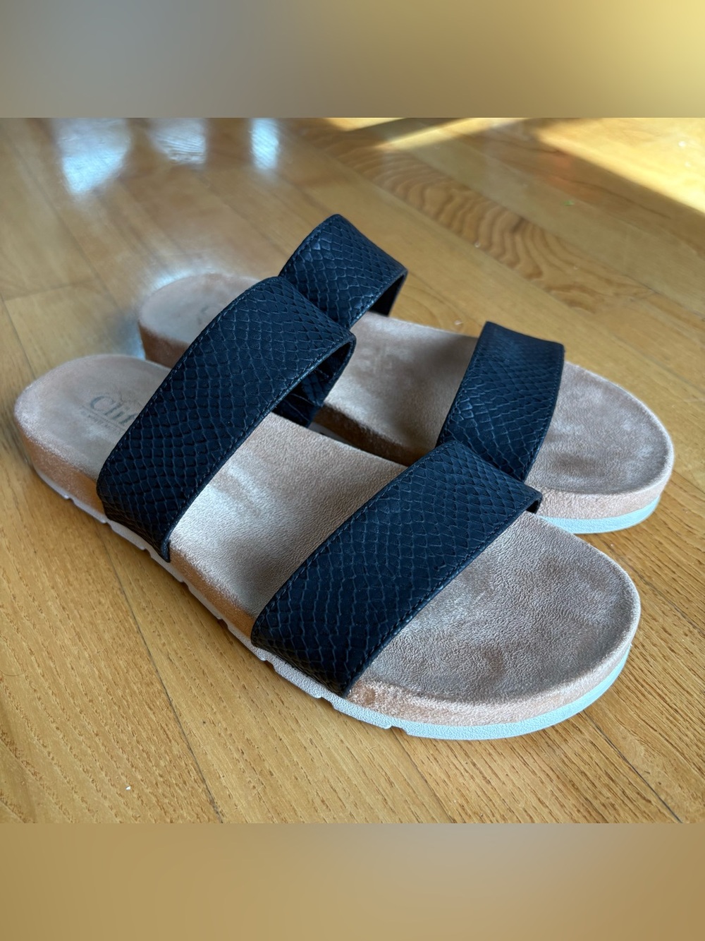 Cliffs By White Mountain Sandals Tahlie Slide Sandal Black Snake Womens Sz 8.5M